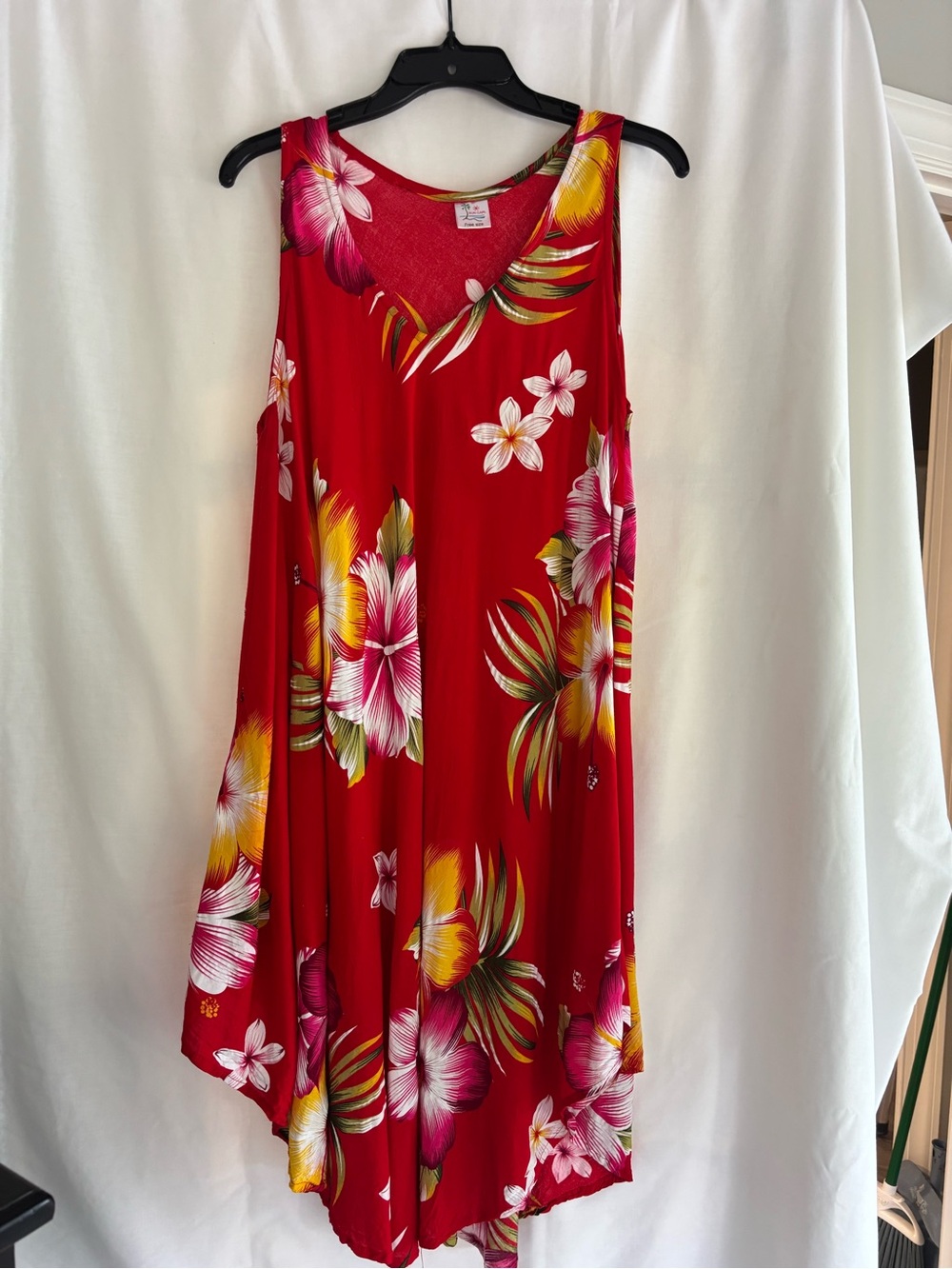 Red Tropical Floral Sleeveless Swim Coverup